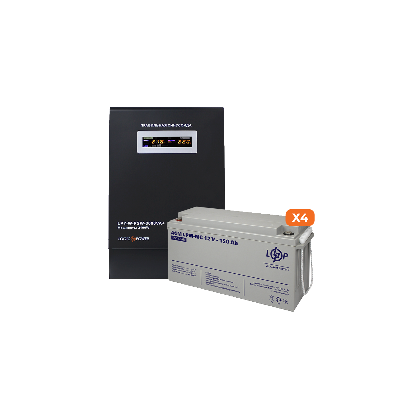 Комплект резервного питания ИБП + мультигелевая батарея UPS W3000 + АКБ MG 8280W