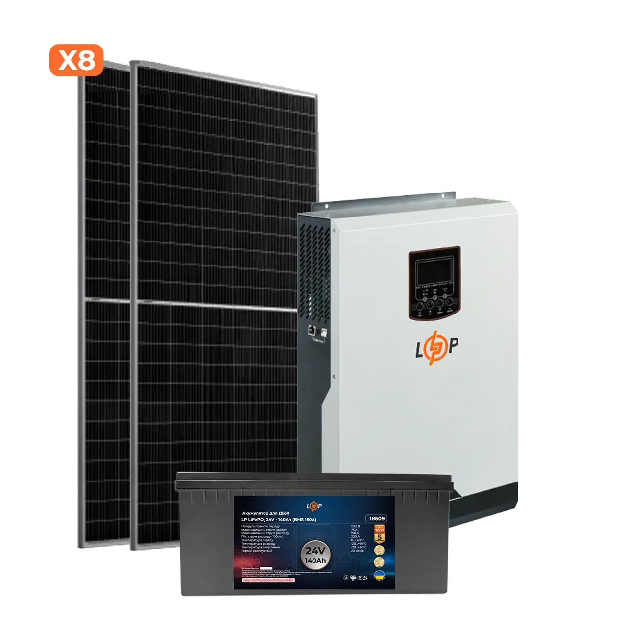 Комплект СЭС Премиум 3.5kW АКБ 3.3kWh LiFePO4 140 Ah