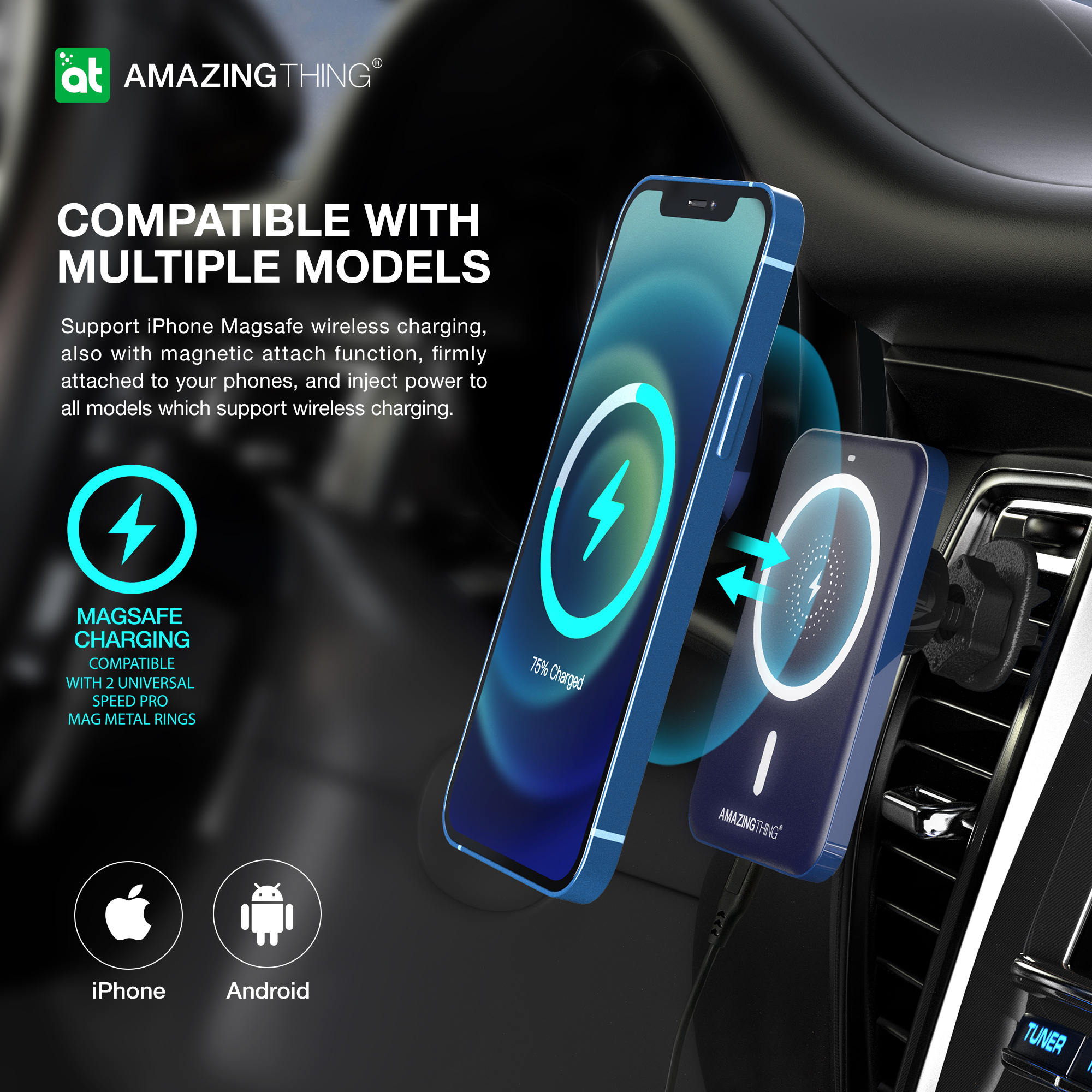 Автомобильная зарядка AmazingThing Speed Pro X Mag 15 Вт Magsafe - Зображення 4