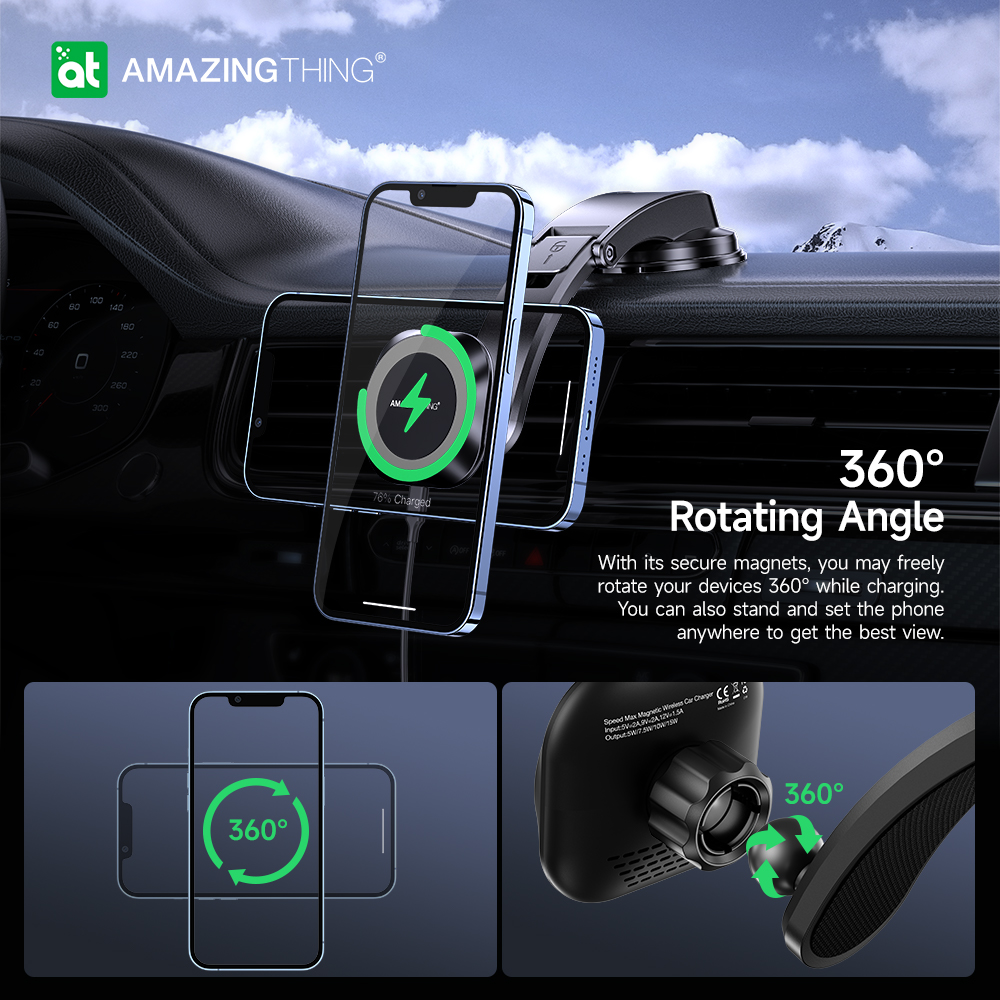 Автомобильное зарядное устройство для приборной панели AmazingThing Speed Max 15 Вт - Зображення 7