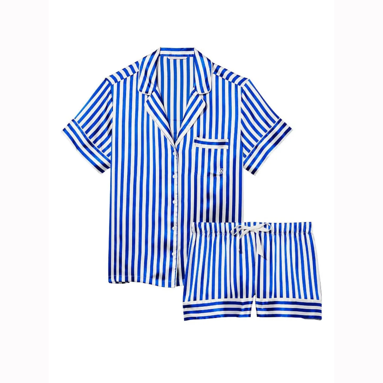 Піжама The Satin Short Pajama Set Blue Iconic Stripe - Зображення 4