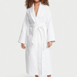 Довгий халат з вафельної бавовни, колір білий, розмір M/L, Victoria’s Secret