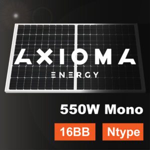 Сонячна панель 550 Вт N-type, AXM144-16-182-550N, AXIOMA energy, MBB half cell