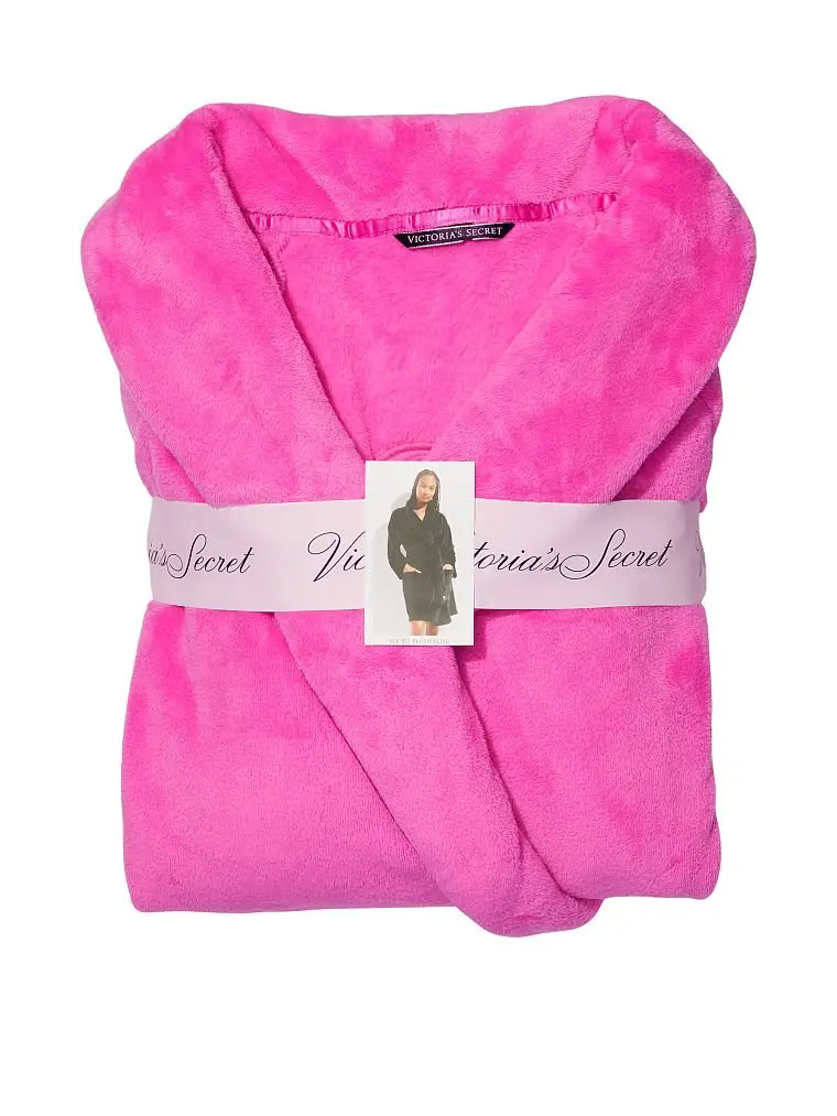 Плюшевый халат Summer Pink Logo Short Cozy Robe Victoria’s Secret, розмір XS/S, рожевий - Зображення 2
