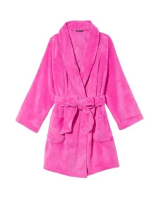 Плюшевый халат Summer Pink Logo Short Cozy Robe Victoria’s Secret, розмір XS/S, рожевий