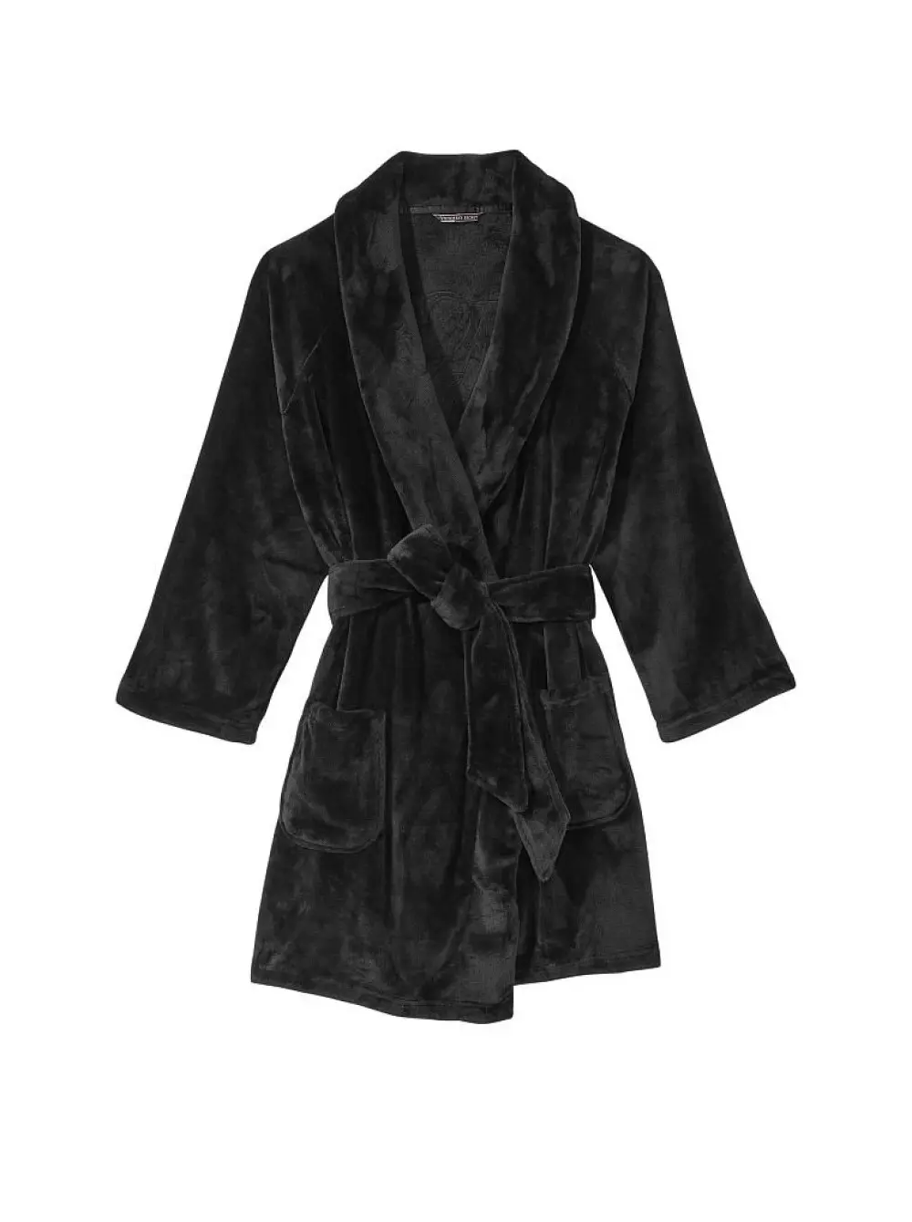 Плюшевый халат Summer Black Logo Short Cozy Robe Victoria’s Secret, розмір XS/S, чорний - Зображення 3