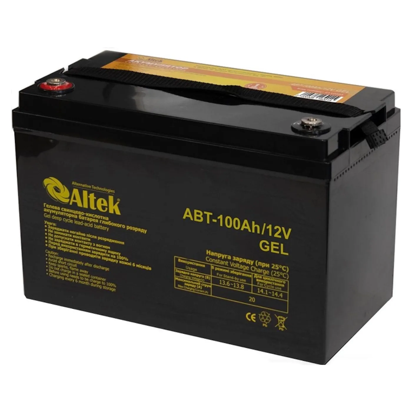 Акумуляторна батарея Altek ABT-100Аh/12V GEL, 100 А/год