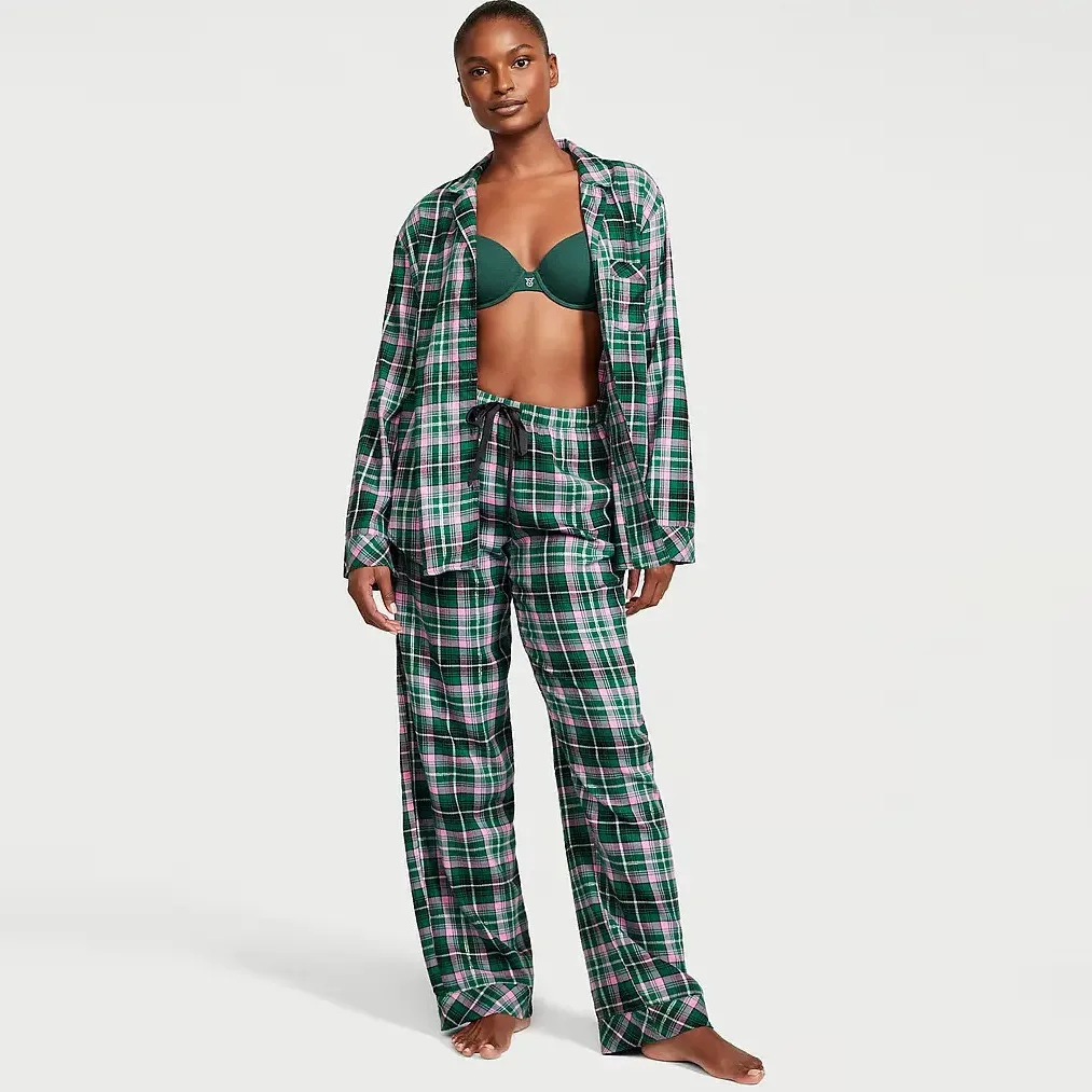 Піжама зі штанами в клітинку Flannel Long PJ Set, Victoria's Secret