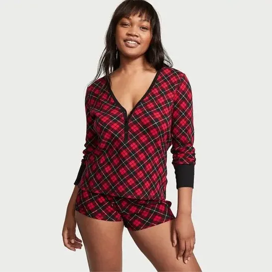 Термо піжама з шортами в червону клітинку Thermal Short PJ Set, Victoria's Secret