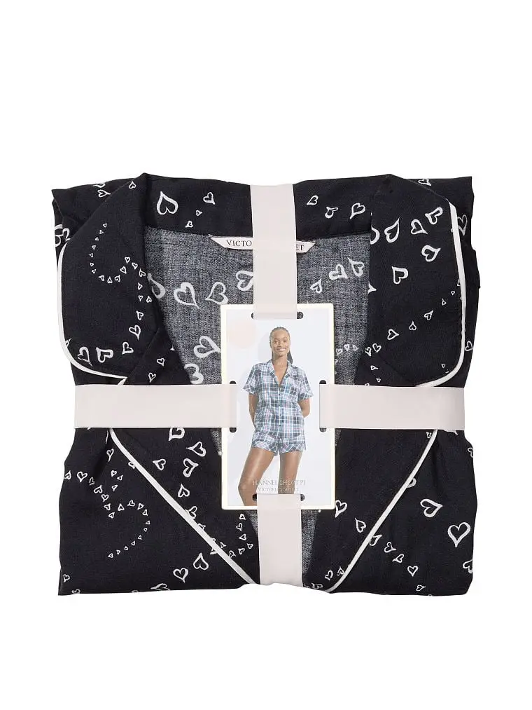 Піжама з шортами чорна Flannel Short PJ Set (розмір M, чорна), Victoria's Secret - Зображення 2