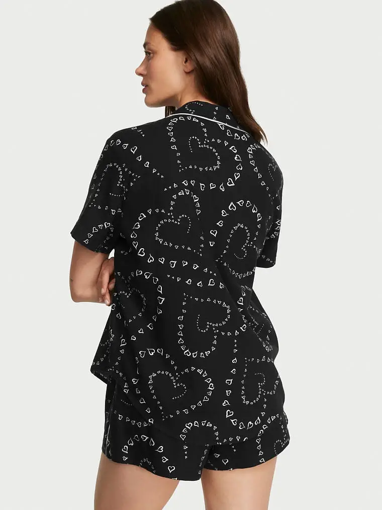 Піжама з шортами чорна Flannel Short PJ Set (розмір M, чорна), Victoria's Secret - Зображення 3
