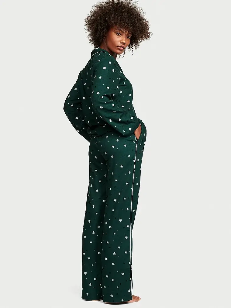Піжама зі штанами зелена Flannel Long PJ Set, Victoria's Secret - Зображення 3