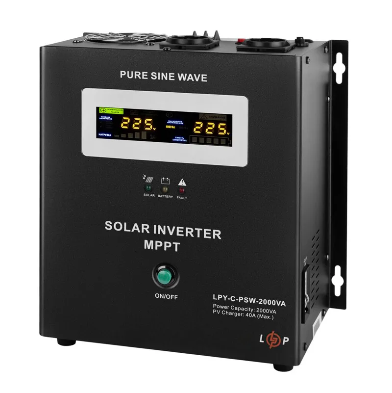 Сонячний інвертор ДБЖ LPY-C-PSW-2000 VA (1400 W) MPPT 24 V - Зображення 3