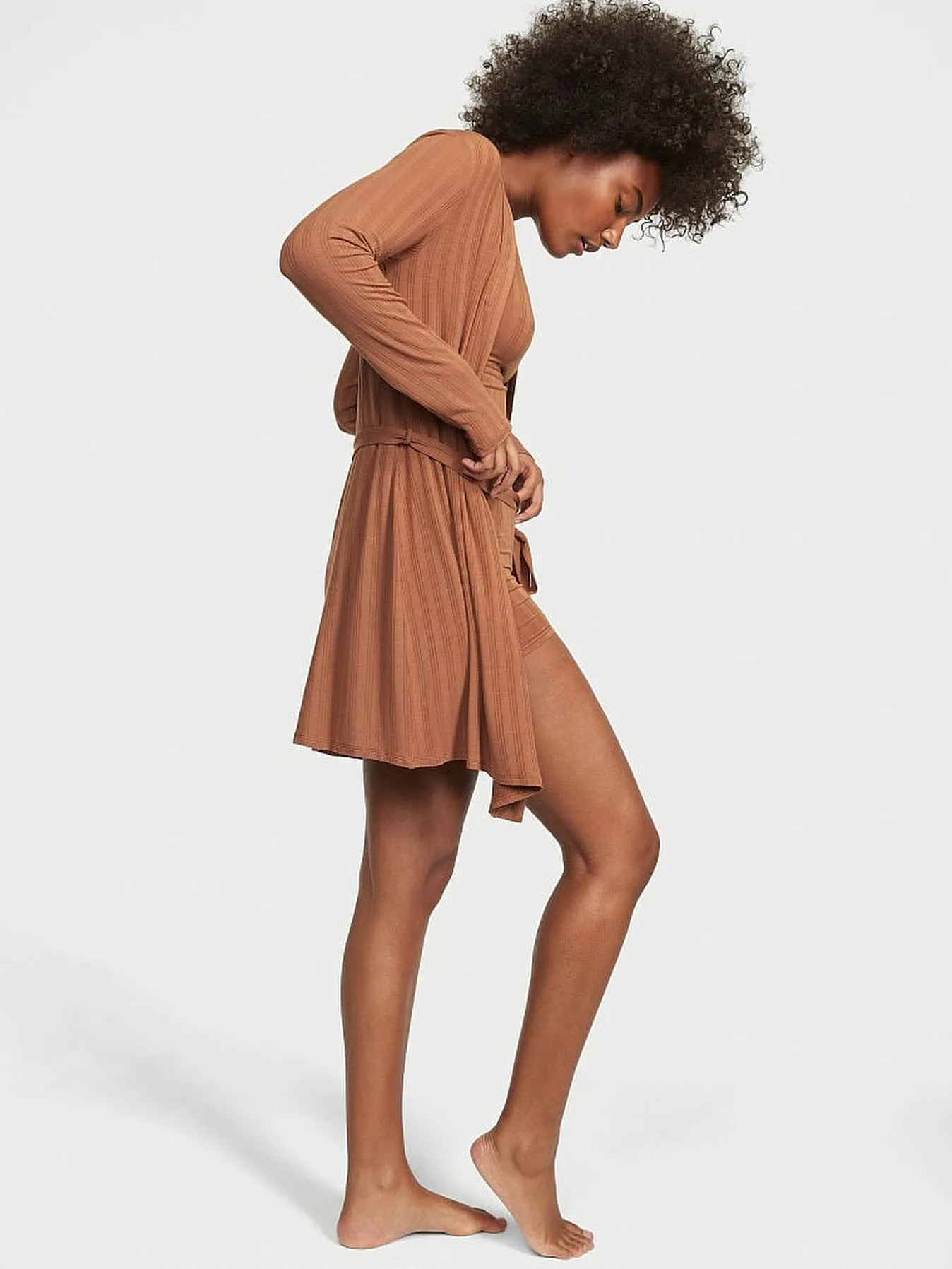 Комплект з шортами Luxe Modal Ribbed 3-Piece Set бежевий, Victoria's Secret - Зображення 2