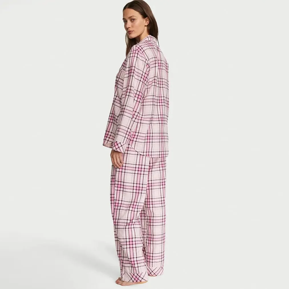 Піжама зі штанами Flannel Long PJ Set (розмір S, рожева в клітинку), Victoria's Secret