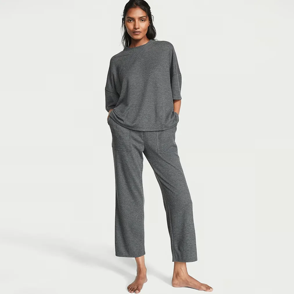 Костюм для дому Glow Waffle Henley Jogger Set (розмір S, сірий), Victoria's Secret