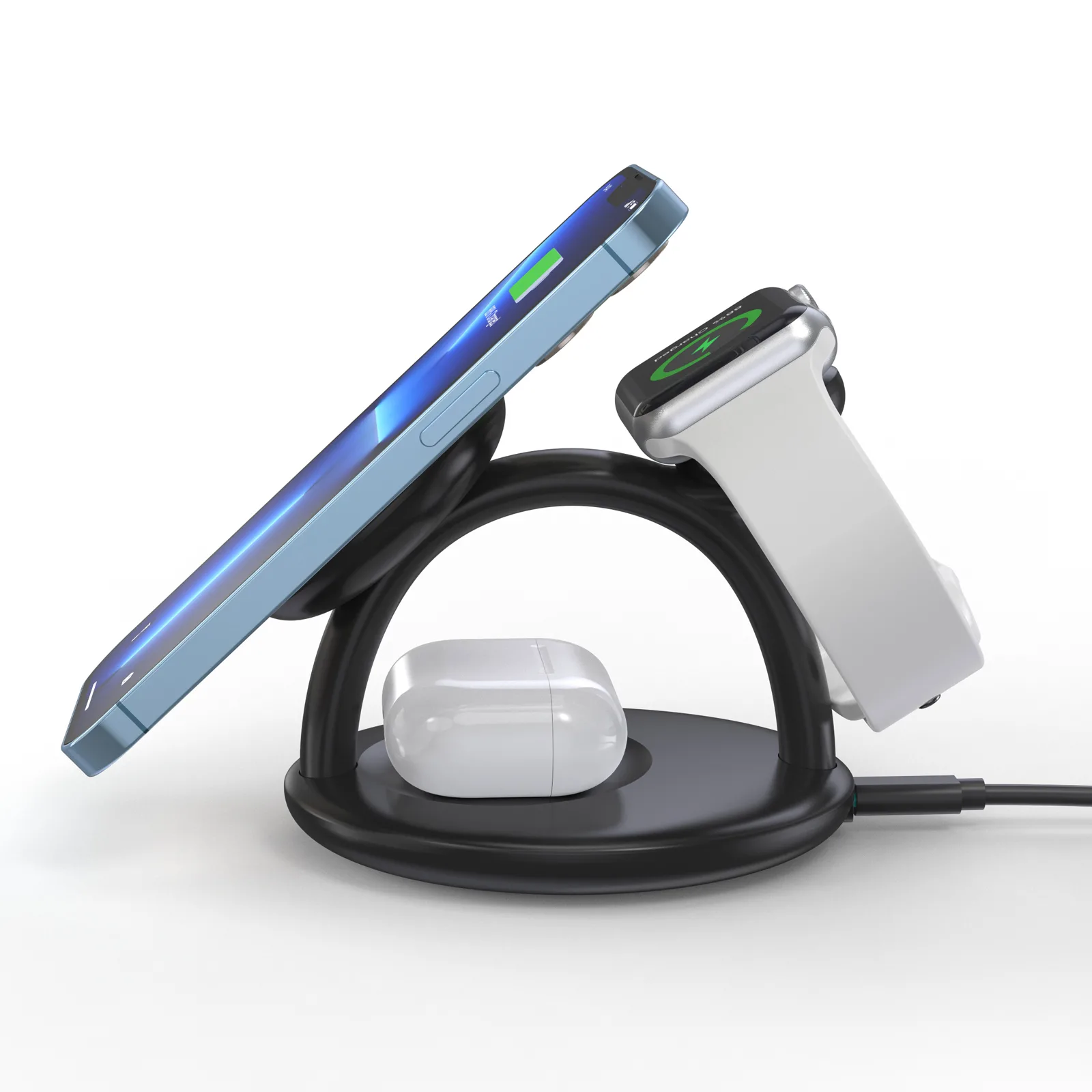 Бездротовий зарядний пристрій Choetech Magnetic 3 in 1 magnetic Wireless Charging Stand Black - Зображення 2