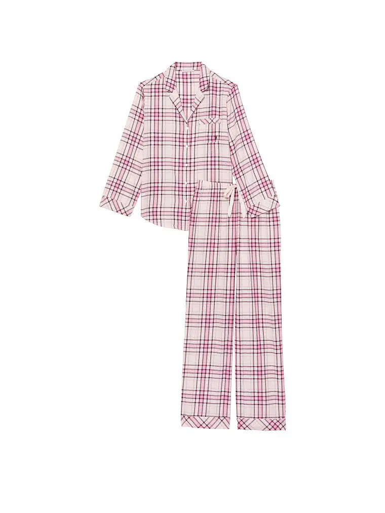 Піжама зі штанами Flannel Long PJ Set (розмір S, рожева в клітинку), Victoria's Secret - Зображення 2