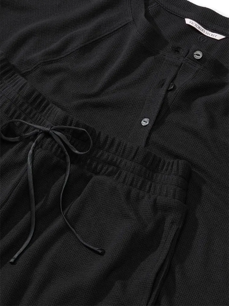 Костюм для дому Glow Waffle Henley Jogger Set (розмір M, чорний), Victoria's Secret - Зображення 4
