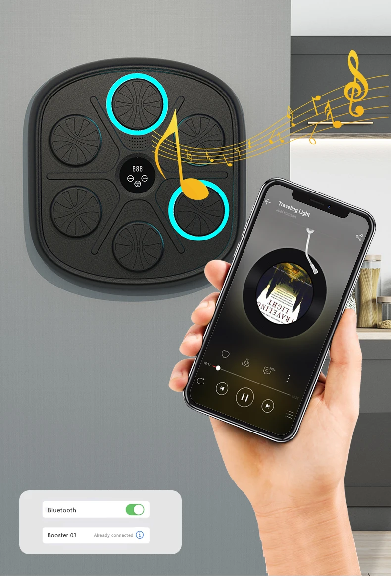 Боксерський тренажер музичний інтелектуальний Smart Music Boxing Trainer, Booster boluojun (з боксерськими рукавичками) - Зображення 7