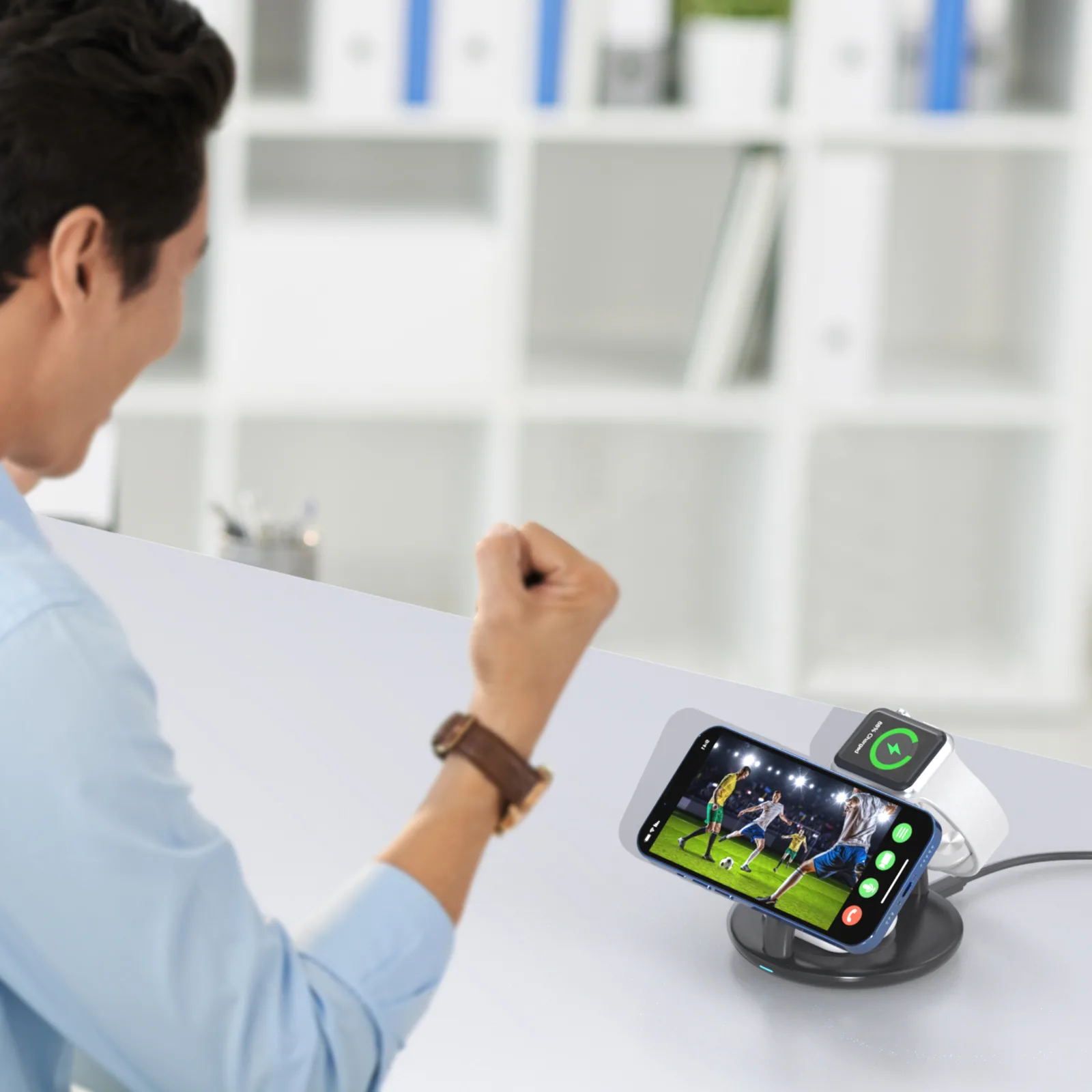 Бездротовий зарядний пристрій Choetech Magnetic 3 in 1 magnetic Wireless Charging Stand Black - Зображення 4