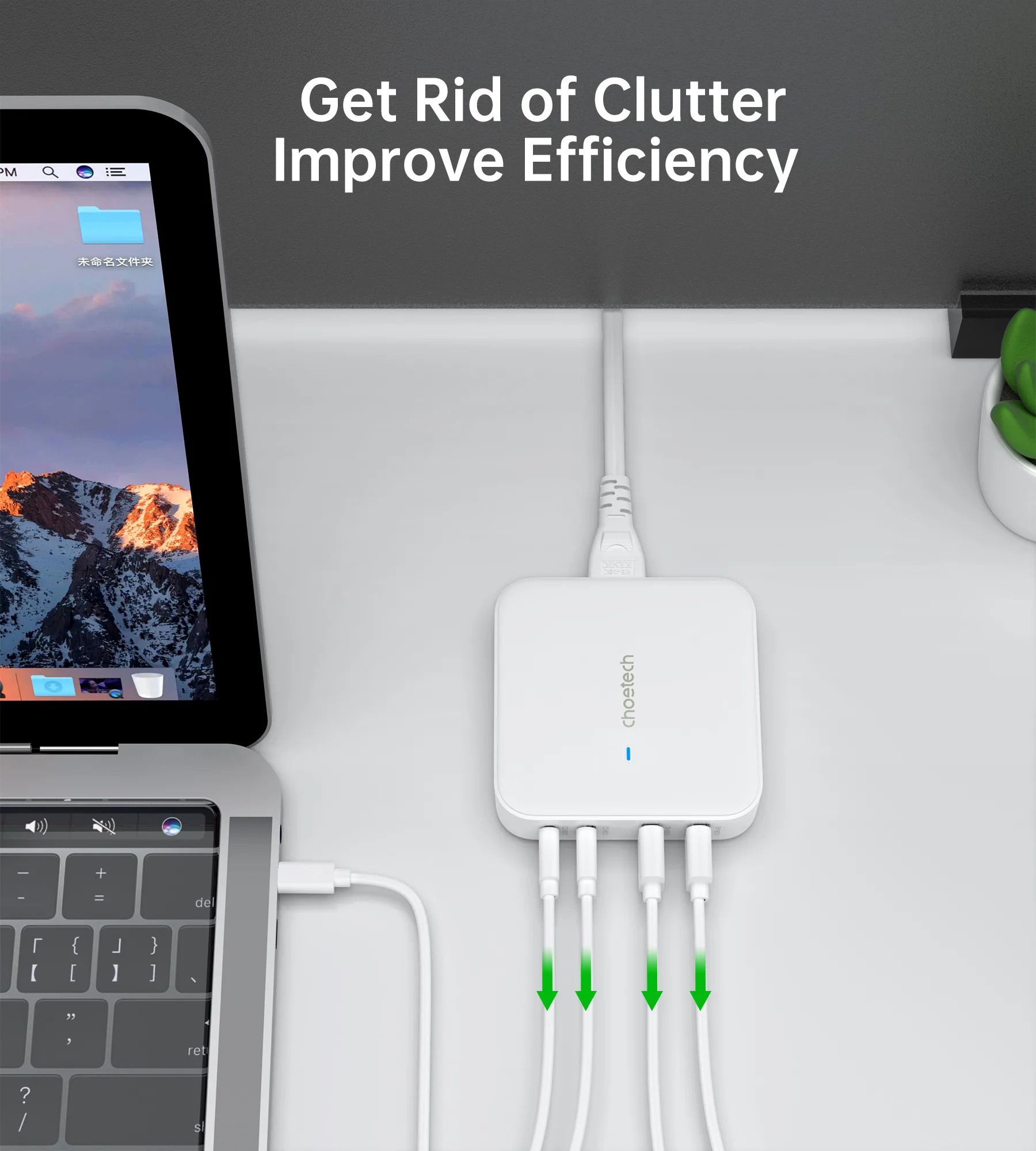 Зарядний пристрій Choetech PD 100W GaN desktop 2C+2A Charger White - Зображення 2