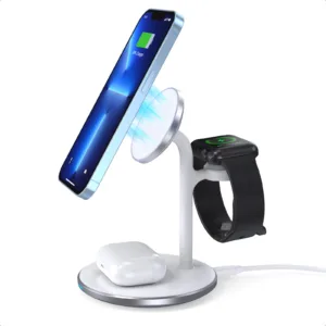 Зарядний бездротовий пристрій Choetech Magnetic 3 in 1 magnetic Wireless Charging Stand White