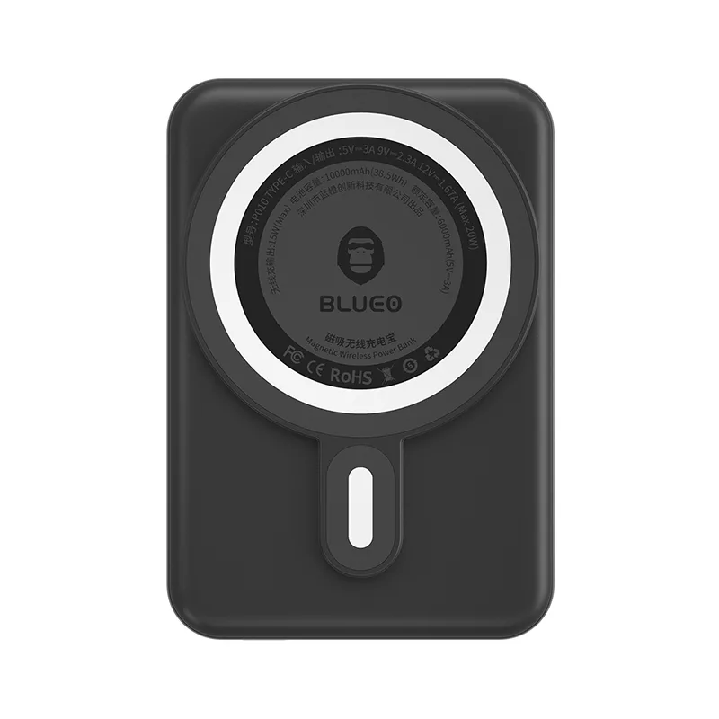 Додатковий зовнішній акумулятор Blueo Wireless Powerbank 10000 mA Black