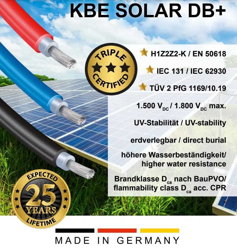 Кабель сонячний KBE Solar DB+ 6 мм EN 50618 H1Z2Z2-K, чорний - Зображення 3