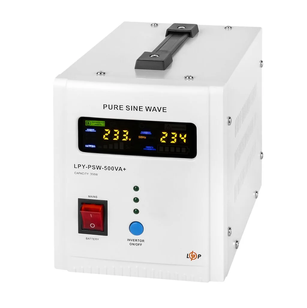 ДБЖ 12В 350Вт з правильною синусоїдою 12V LPY-PSW-500VA+ 5A/10A