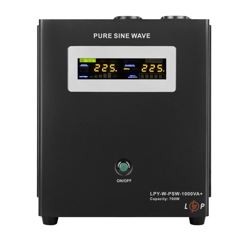 ДБЖ 700 Вт 12 В з правильною синусоїдою LPY-W-PSW-1000VA+(700Вт)10A/20A, LogicPower - Зображення 2