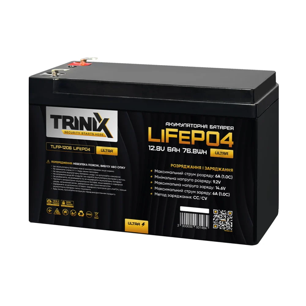 Акумуляторна батарея 6 Ah 12V TLFP-1206 Ultra TRINIX LiFePO4