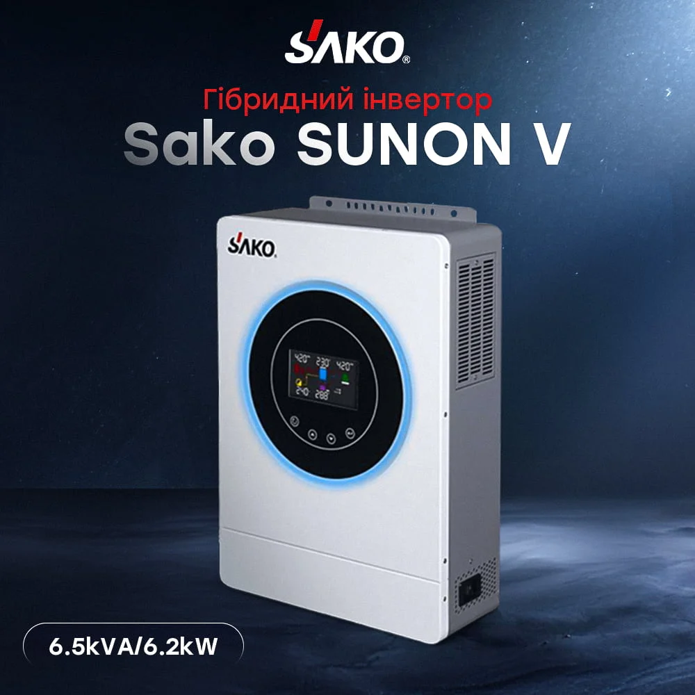 Гібридний інвертор SUNON V 6.5KVA/6200W/48V+120A MPPT Sako - Зображення 7