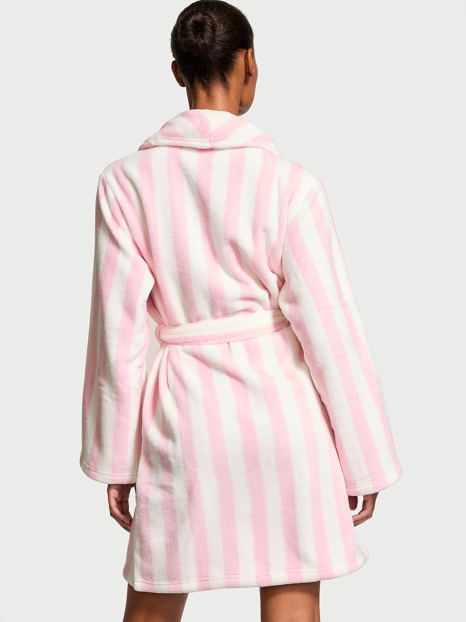 Халат теплий Short Cozy Robe, в біло-рожеву смужку, XS/S, Victoria's Secret - Зображення 3