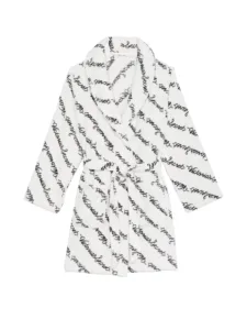 Халат теплий Short Cozy Robe, колір білий, розмір XS/S, Victoria's Secret