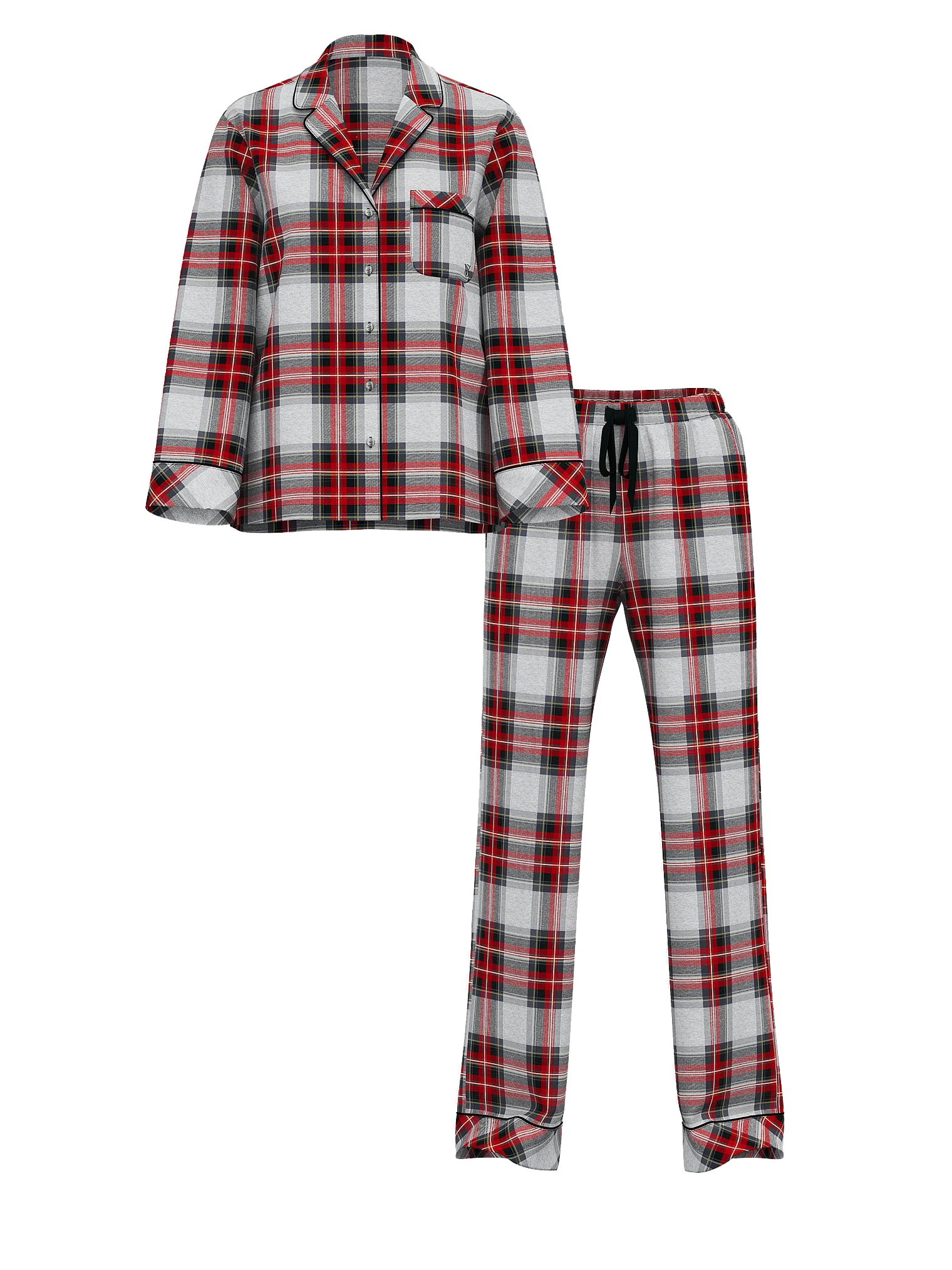 Піжама з штанами Flannel Long PJ Set, у червоно-сіру клітинку, S, Victoria's Secret - Зображення 3