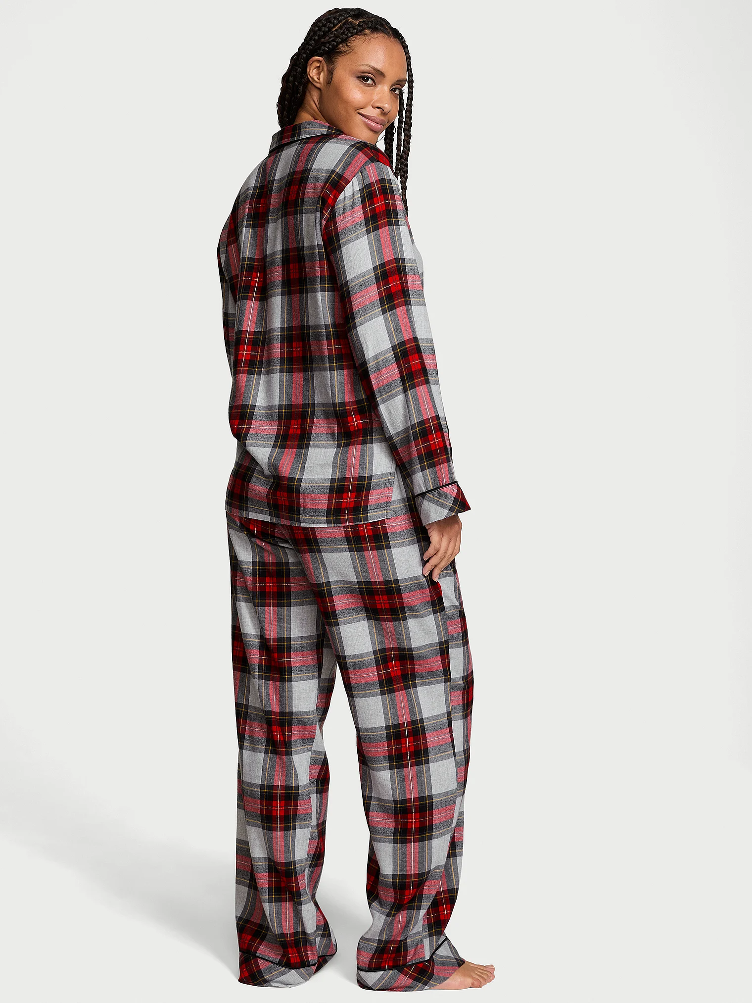 Піжама з штанами Flannel Long PJ Set, у червоно-сіру клітинку, S, Victoria's Secret - Зображення 4