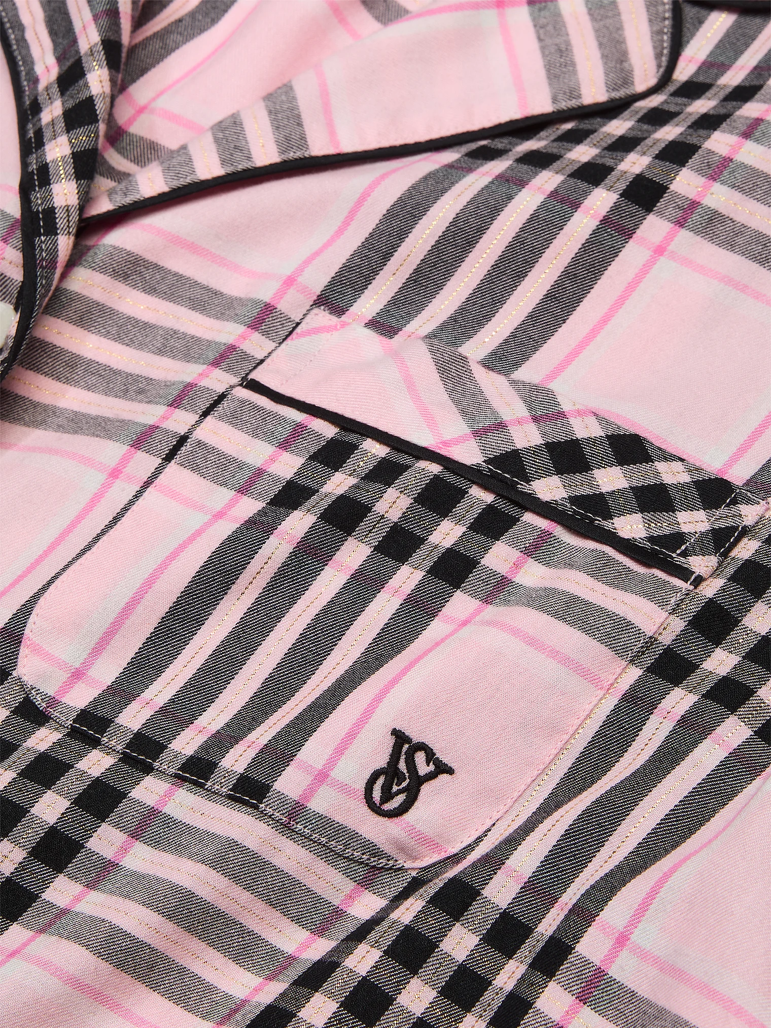 Піжама зі штанами Flannel Long PJ Set, рожева в чорну смужку, S, Victoria's Secret - Зображення 4