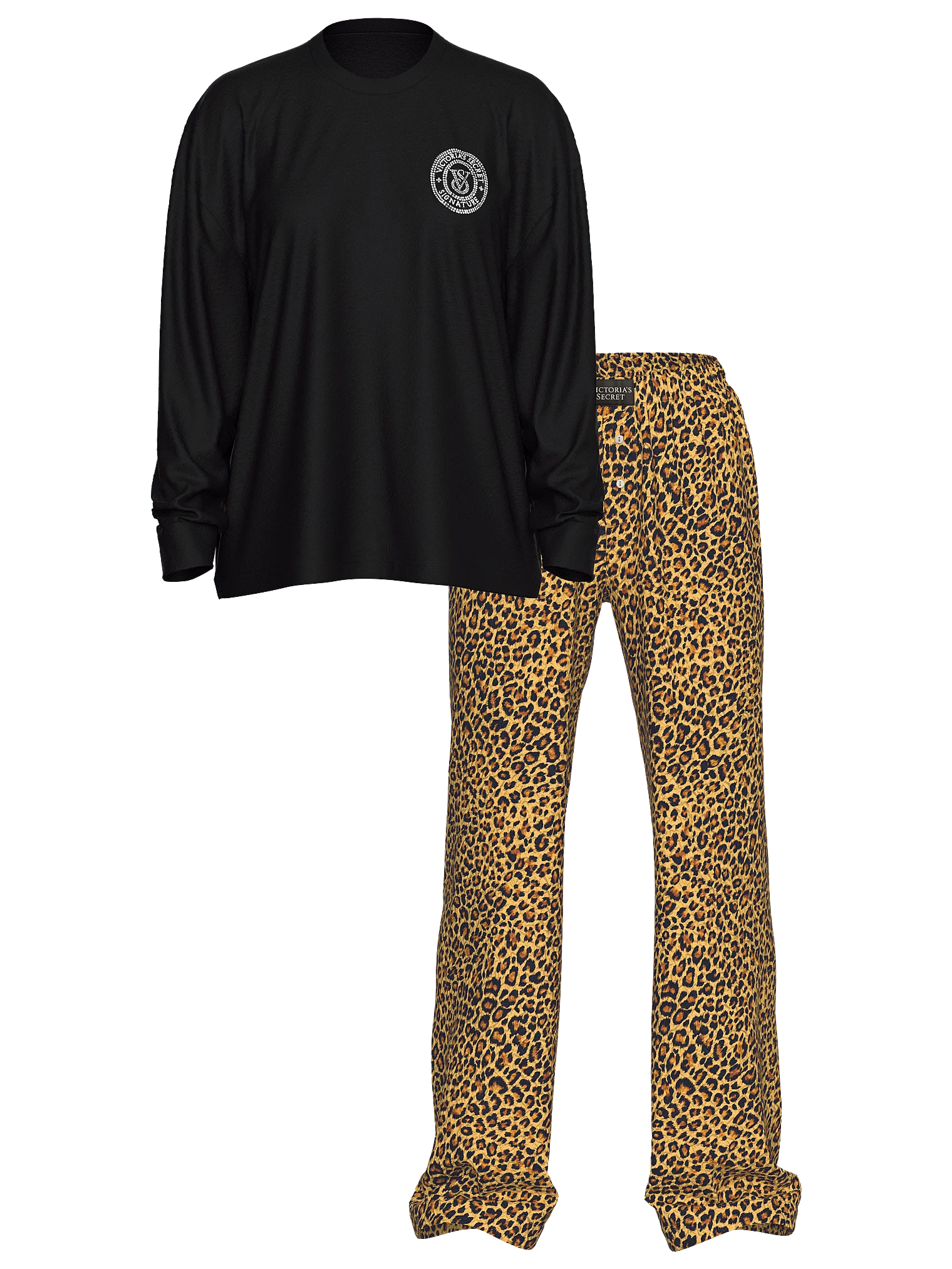 Бавовняна піжама зі штанами Long-Sleeve Tee-Jama Set, Safari Gold Leopard, S, довжина - Regular, Victoria's Secret - Зображення 3