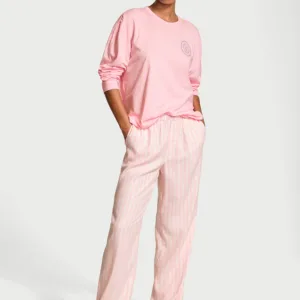 Бавовняна піжама зі штанами Long-Sleeve Tee-Jama Set, Pretty Blossom Shimmer, XS, довжина - Regular, Victoria's Secret