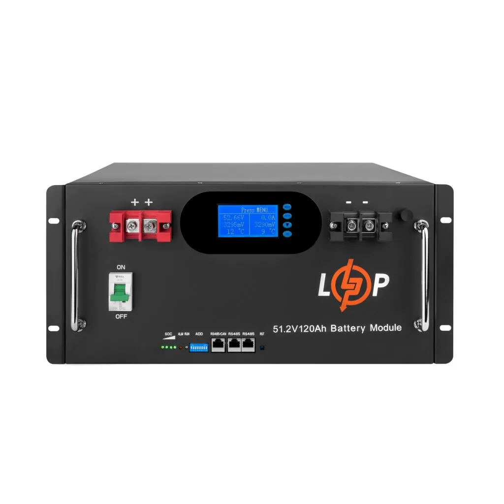 Акумулятор LP LiFePO4 51,2V - 120 Ah 6000Wh (Smart BMS 100A) с LCD RM AB RS485/CAN, LogicPower
