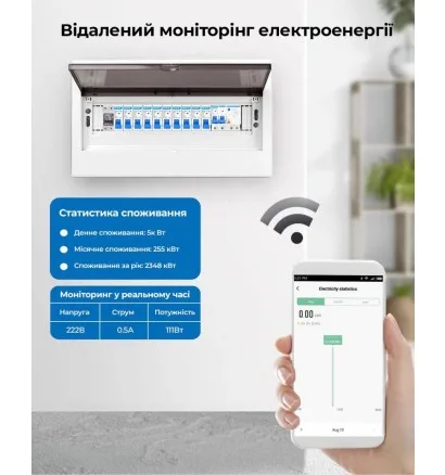 Реле напруги YRO Wi-Fi-Smart Meter & Energy Protector 63A (2P) - Зображення 4