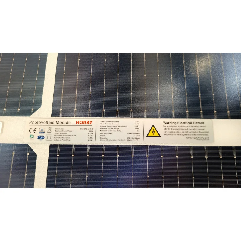 Сонячна панель Horay Solar MODULE 440 BF (182 MONO CELL BLACK FRAME GLASS WHITE) - Зображення 7
