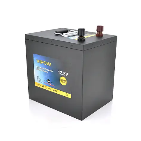 Акумуляторна батарея Vipow LiFePO4 12,8 В, 200 Аг з вбудованою BMS 100 A