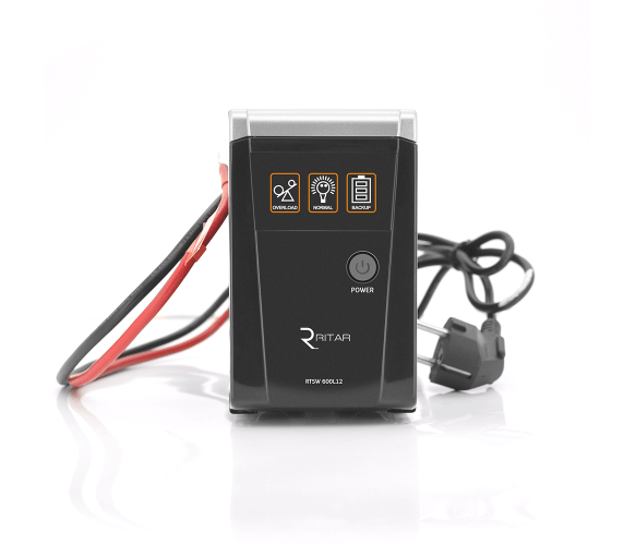 ДБЖ RITAR з правильною синусоїдою RTSW-600 LED (360 Вт), 12 В, під зовнішній акумулятор