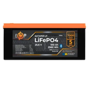 Акумулятор LiFePO4 25,6V - 100 Ah (2560Wh) (BMS 80А/50) пластик Smart BT, logicPower