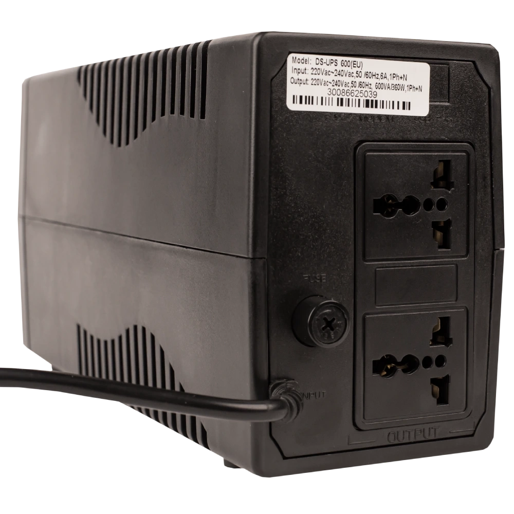 ДБЖ Hikvision DS-UPS600EU, 600 ВА, 360 Вт LED, 2xUniversal socket