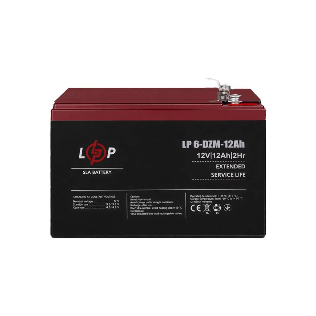 Тяговий свинцево-кислотний AGM акумулятор LP 6-DZM-12 Ah під болт М5, logicPower - Зображення 4